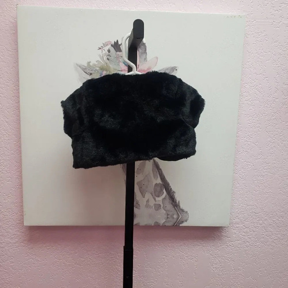 Nanette Kids Black Faux Fur Shrug with Rhinestone Button - Picture 6 of 6